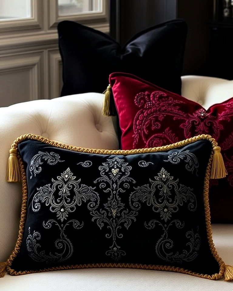 luxurious decorative pillows - 25 Gothic Interior Design Ideas