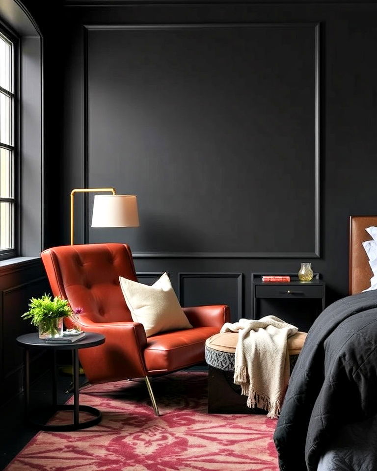 luxurious lounge chair - 25 Luxury Black Bedroom Ideas