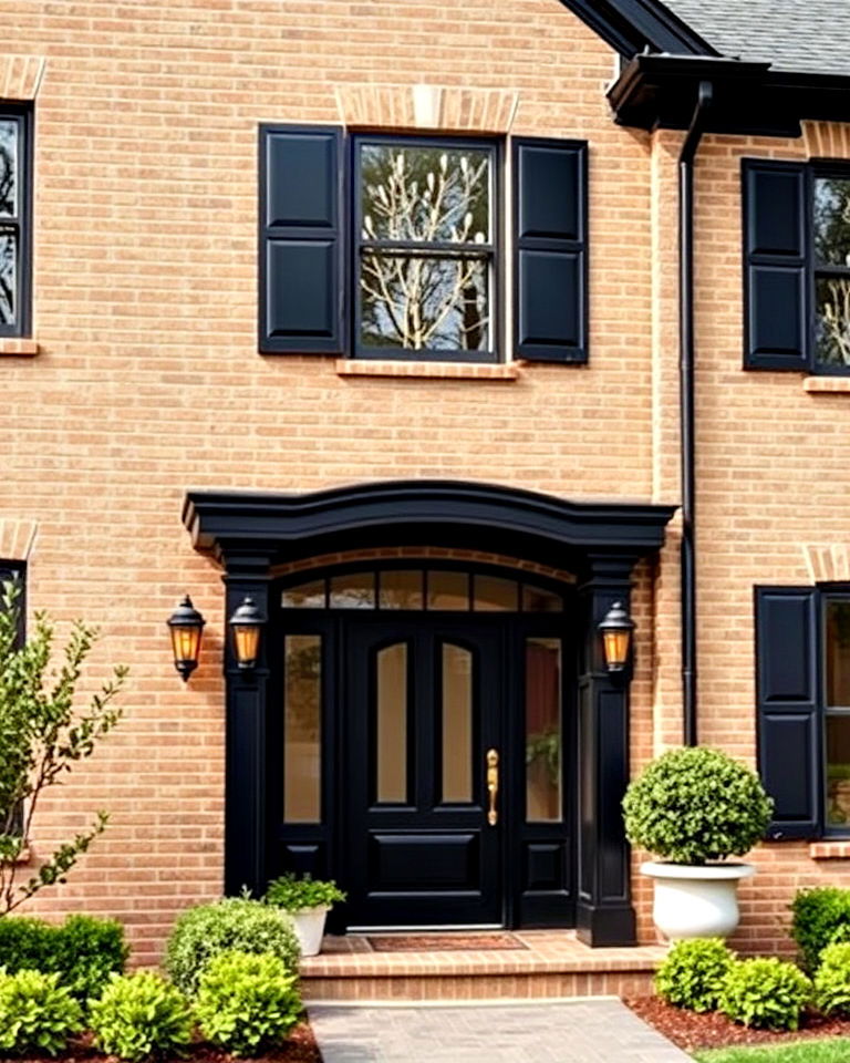 luxury black and gold blonde brick house - 25 Blonde Brick House Color Schemes