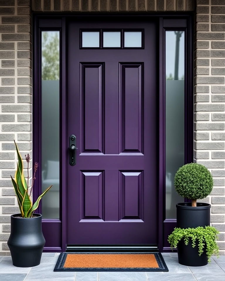 luxury matte dark purple door - 15 Dark Purple Front Door Ideas