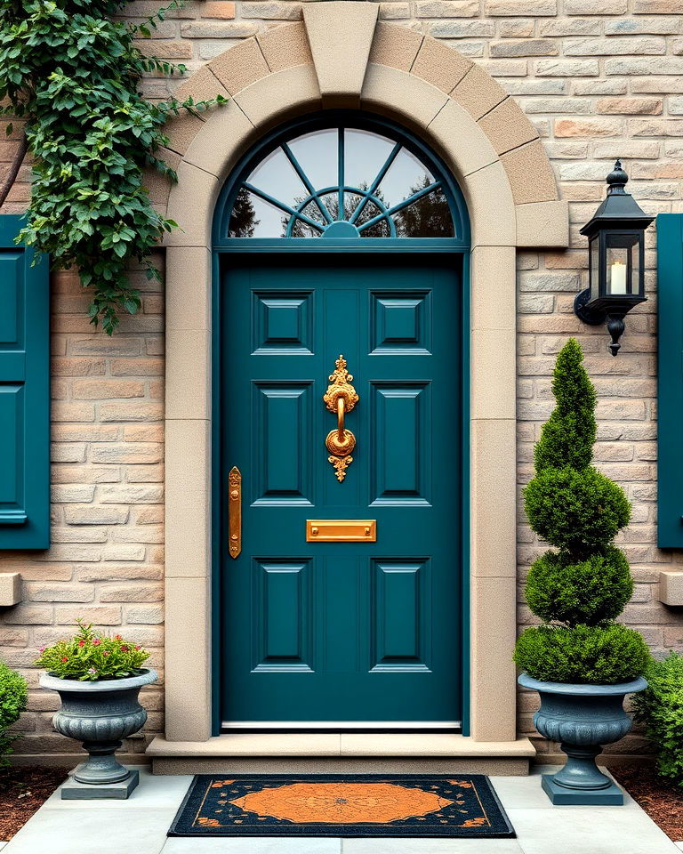 luxury peacock teal front door - 25 Teal Front Door Ideas