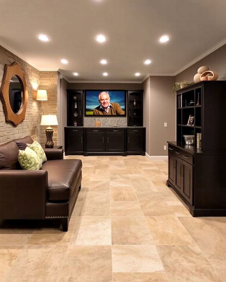 luxury vinyl tile for basement spaces - 15 Basement Vinyl Flooring Ideas
