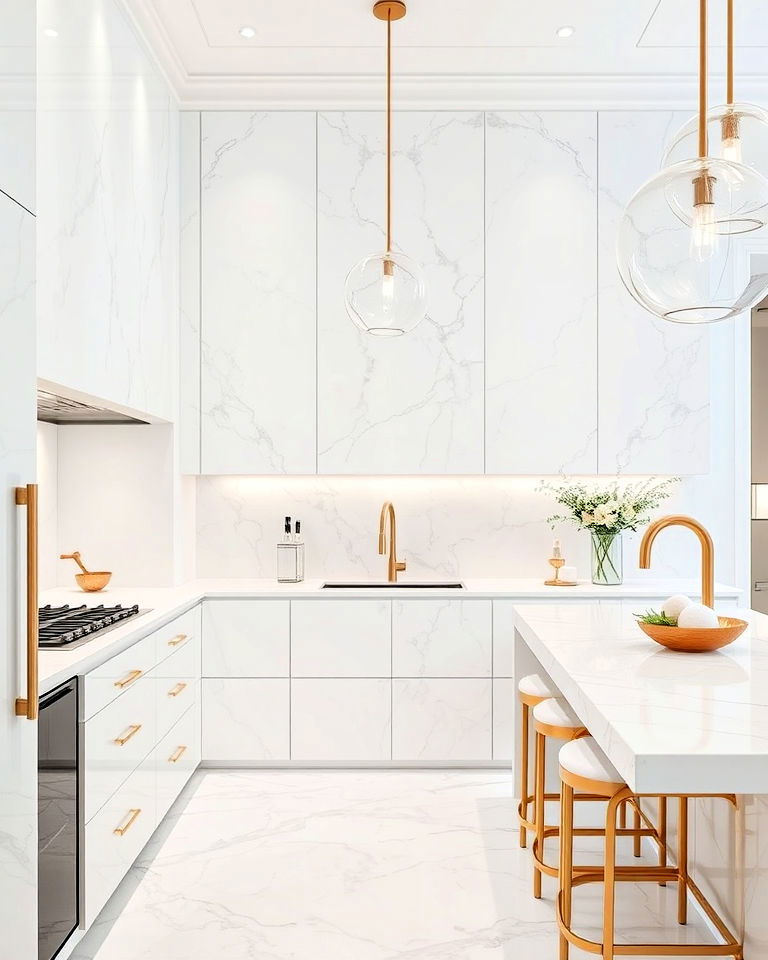 luxury white marble surfaces to any interior - 20 White Interior Design Ideas