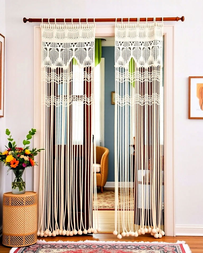 macrame doorway curtains for a boho chic look - 20 Doorway Curtain Ideas