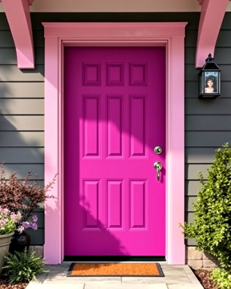 magenta purple front door for vibrant personality - 25 Purple Front Door Ideas