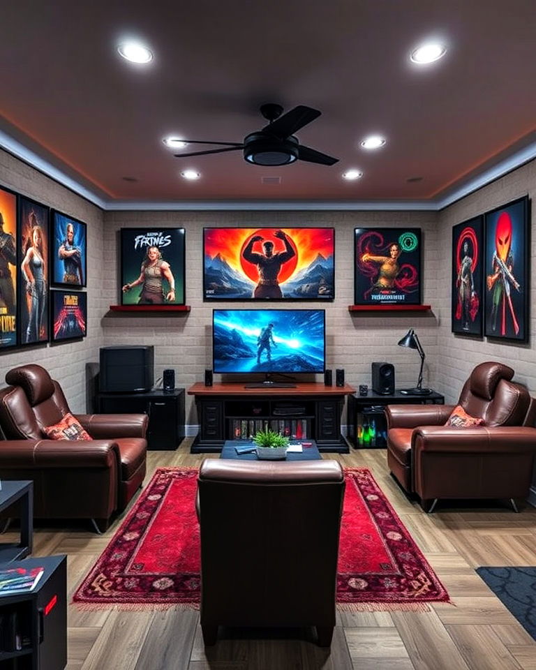 man cave themed game rooms - 20 Gaming Man Cave Ideas