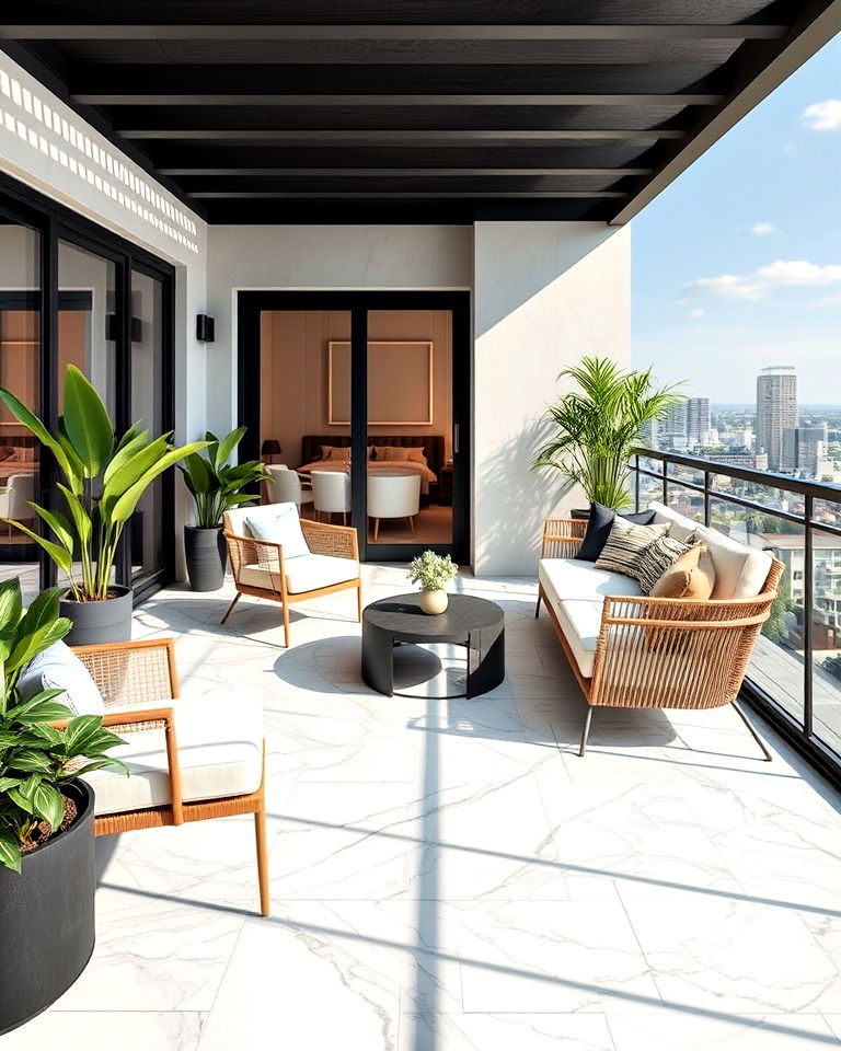 marble finish tiles balcony - 20 Balcony Tiles Ideas