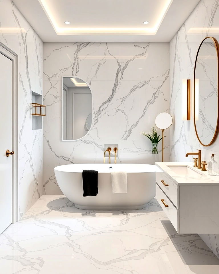 marble flooring for any bathroom - 30 Dream Bathroom Ideas