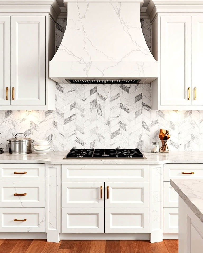 marble mosaic patterns backsplash - 20 Stone Kitchen Backsplash Ideas