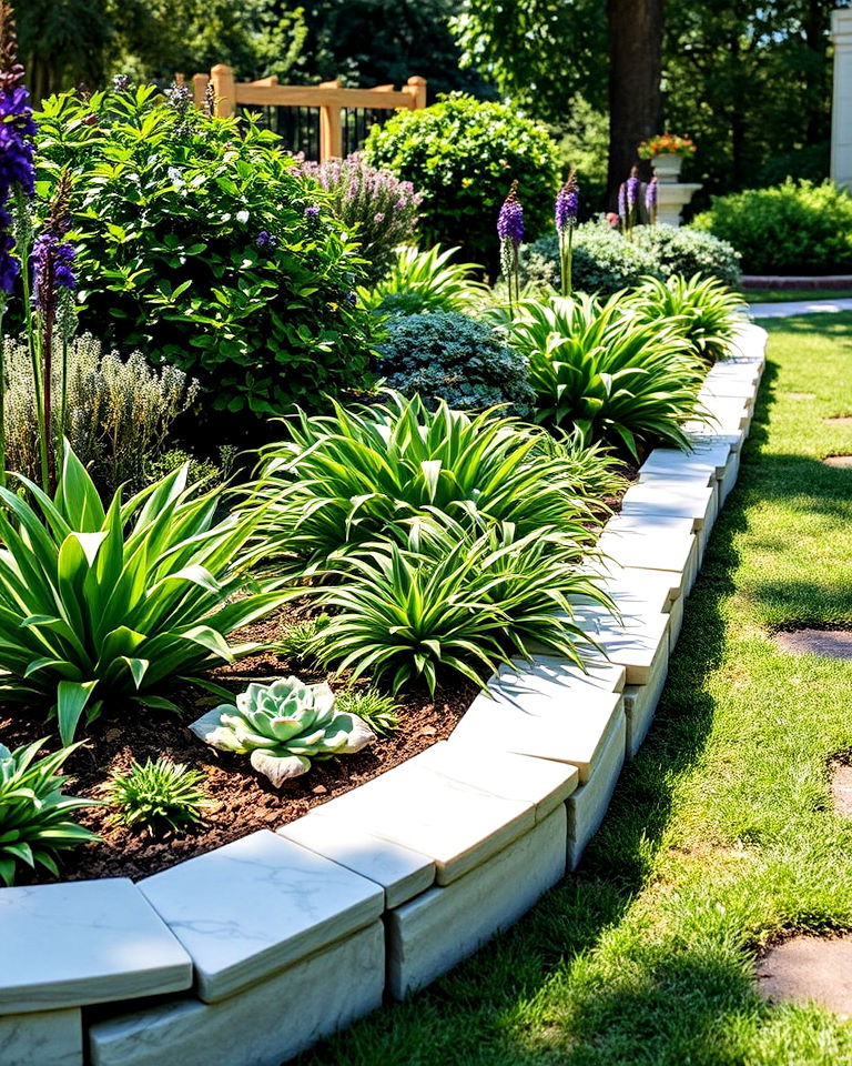 marble stone edging for luxurious garden - 25 Stone Garden Edging Ideas