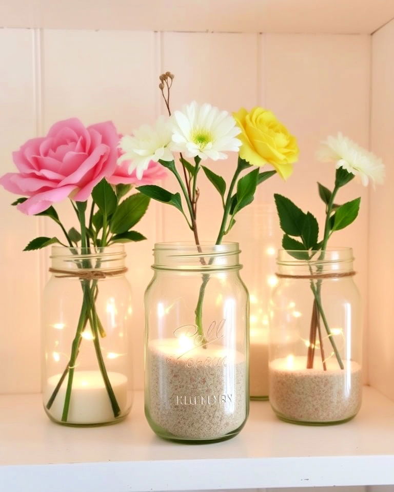 mason jar decor for shabby chic interior - 25 Shabby Chic Interior Design Ideas