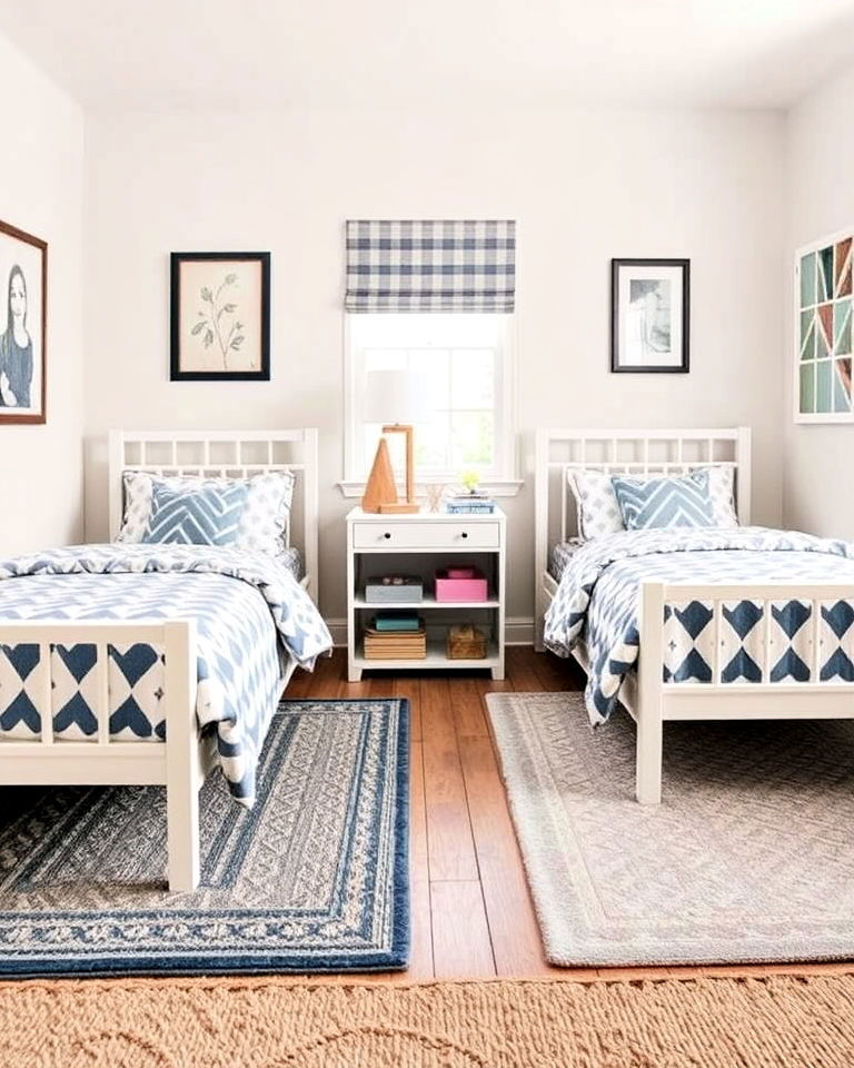matching rugs for defined areas in kids room - 40 Shared Kids Room Design Ideas