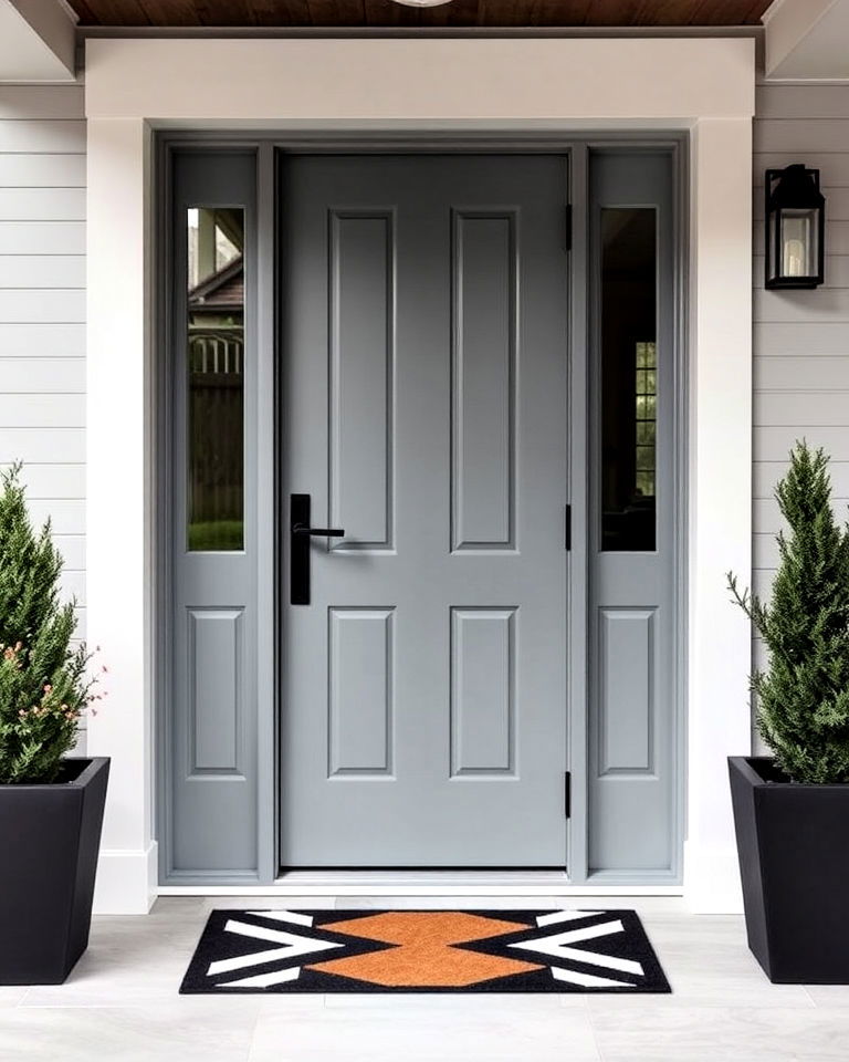 matte grey door for a minimalist look - 20 Grey Front Door Ideas