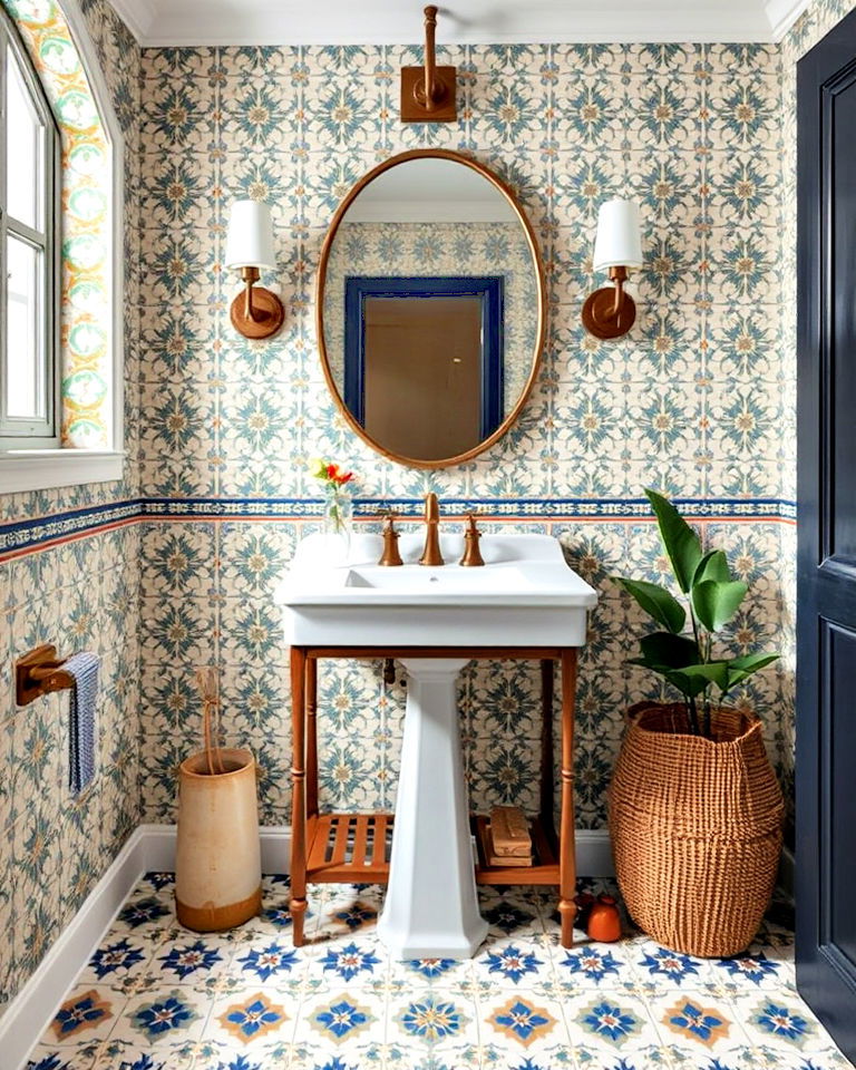 maximalist tile patterns eclectic powder room maximalist tile patterns eclectic powder room - 15 Eclectic Powder Room Ideas