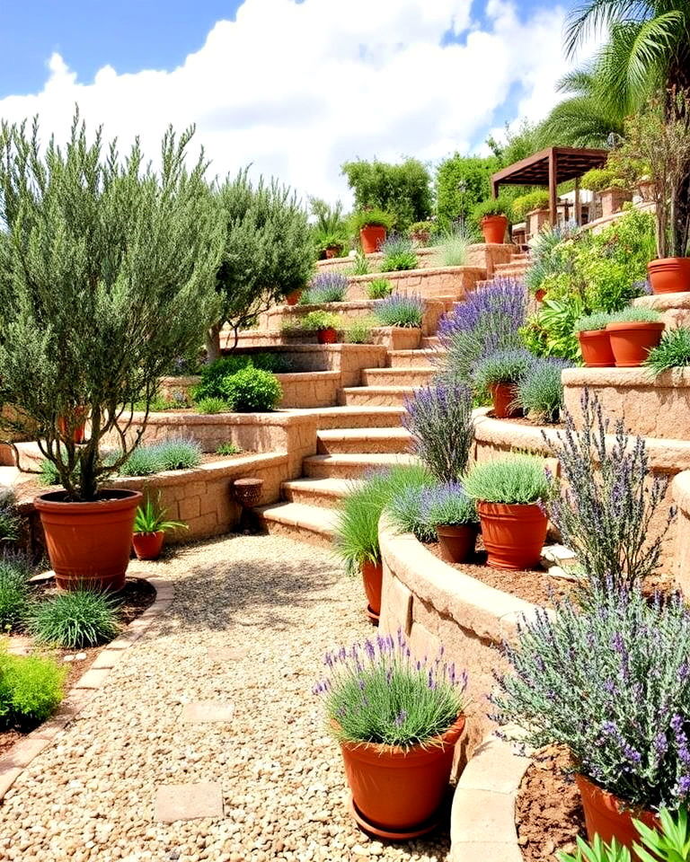 mediterranean inspired terraces - 15 Hillside Terraced Garden Ideas