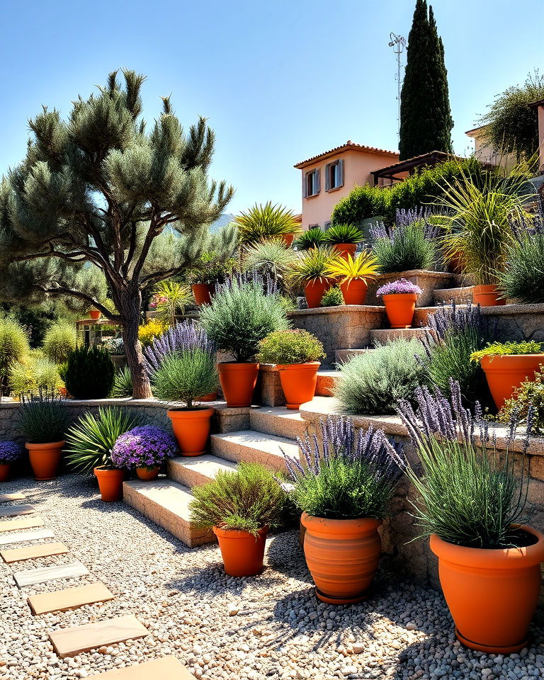 mediterranean themed terraced garden - 30 Terraced Garden Ideas