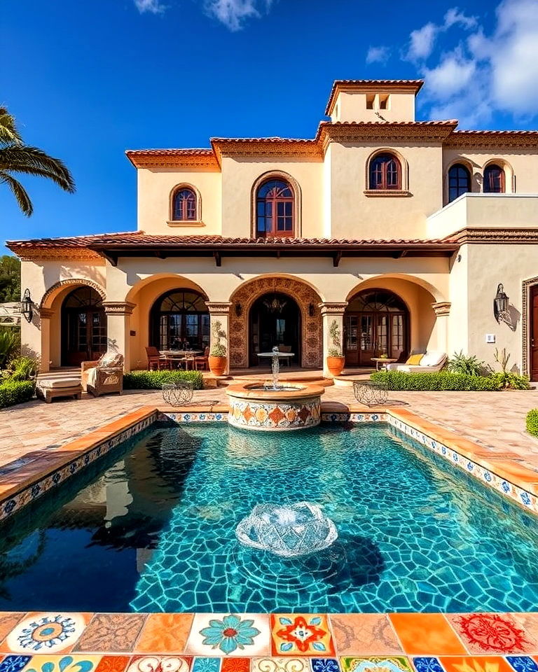 mediterranean tile accents mansion - 25 Mediterranean Mansion Ideas