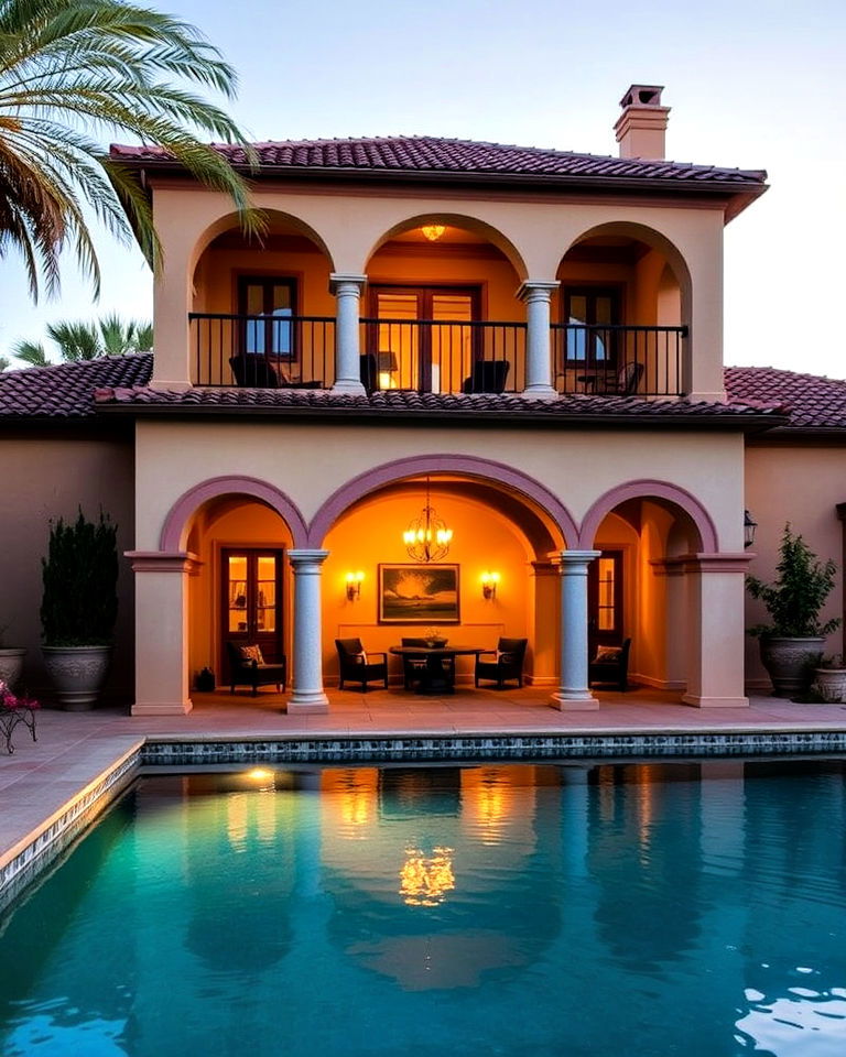 mediterranean villa pool house - 20 Two Story Pool House Ideas