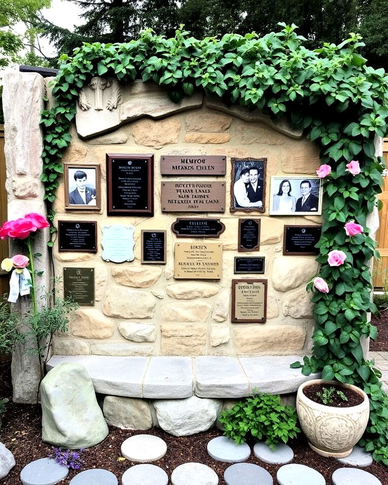 memory wall with photos - 30 Memorial Garden Ideas