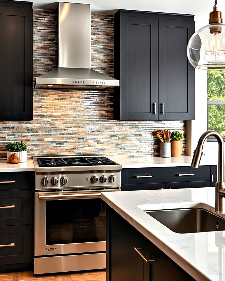 metal mosaic tile accents - 15 Mosaic Tile Backsplash Kitchen Ideas