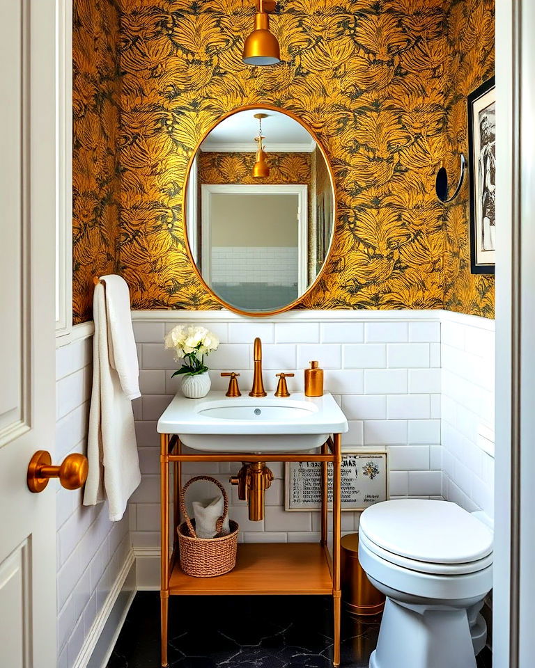 metallic accents eclectic powder room metallic accents eclectic powder room - 15 Eclectic Powder Room Ideas