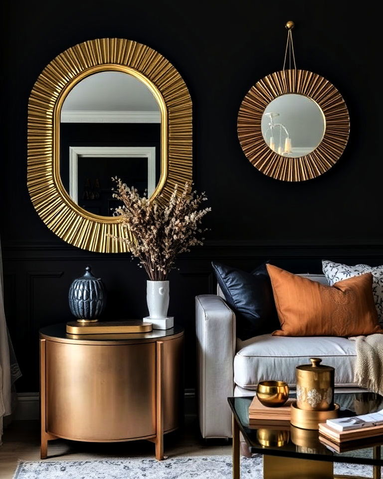 metallic accents moody interior for subtle shine - 25 Moody Interior Design Ideas
