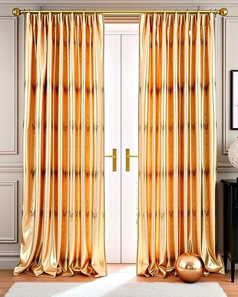metallic curtains for glamorous appeal - 20 Doorway Curtain Ideas
