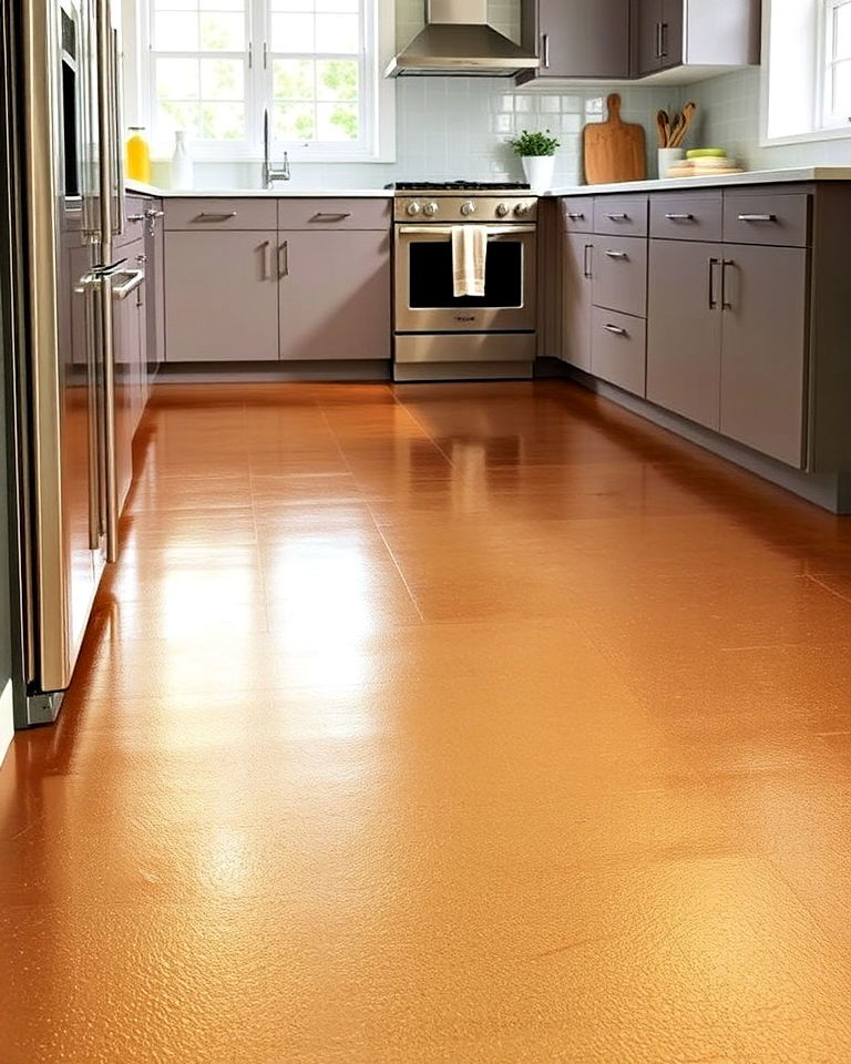 metallic vinyl flooring for kitchen - 25 Vinyl Kitchen Flooring Ideas