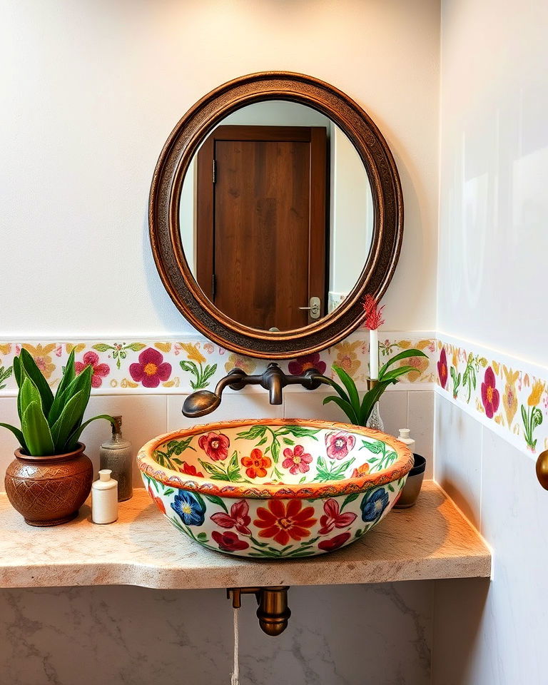 mexican hand painted sink - 25 Mexican Style House Design Ideas
