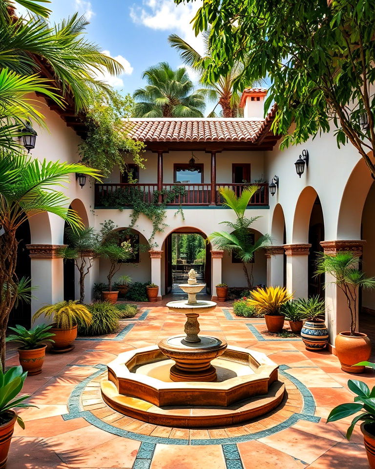 mexican style traditional courtyards - 25 Mexican Style House Design Ideas