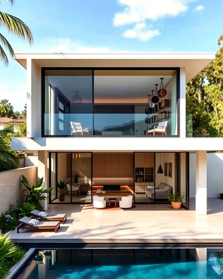 mid century modern pool house - 20 Two Story Pool House Ideas