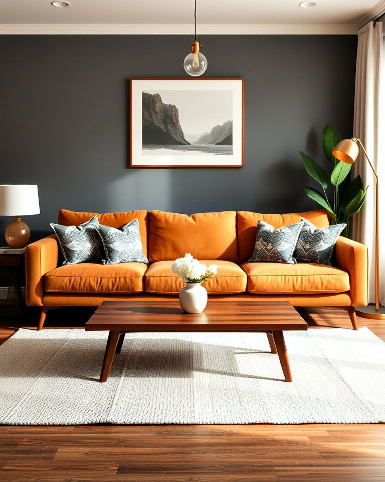 mid century modern tan sofa living room - 15 Tan Sofa Living Room Ideas