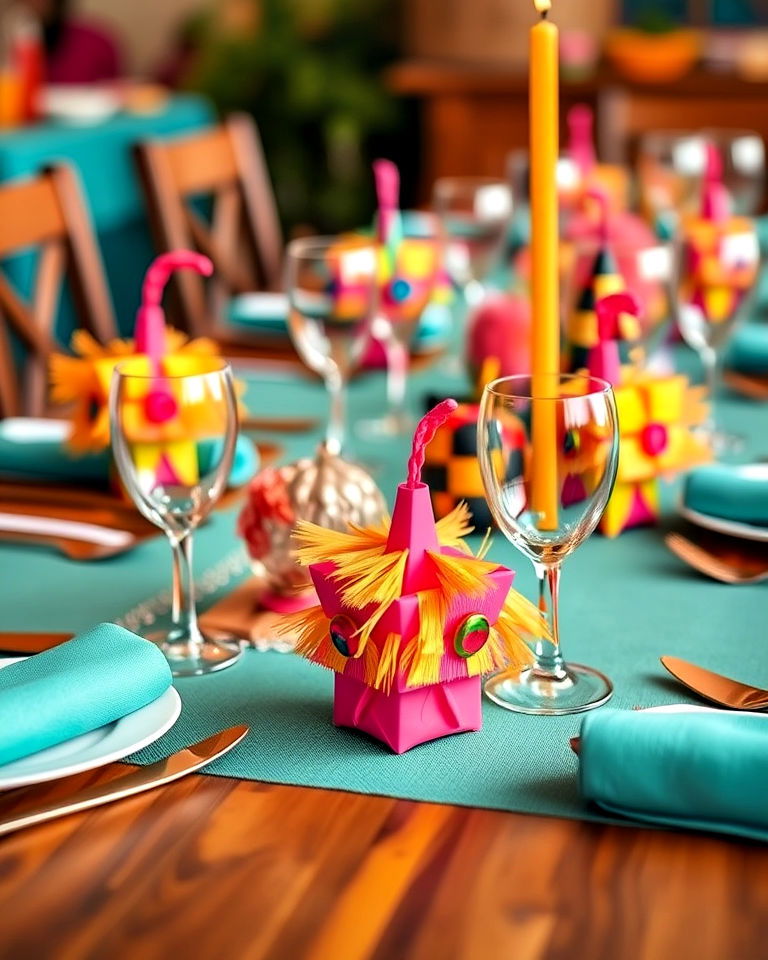 mini piata place settings table decor - 15 Mexican Table Decor Ideas