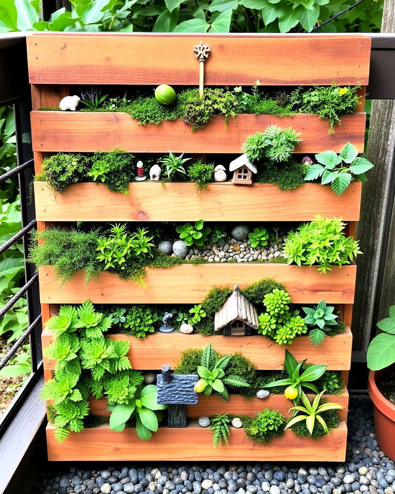 miniature fairy garden with pallet - 20 Vertical Pallet Garden Ideas