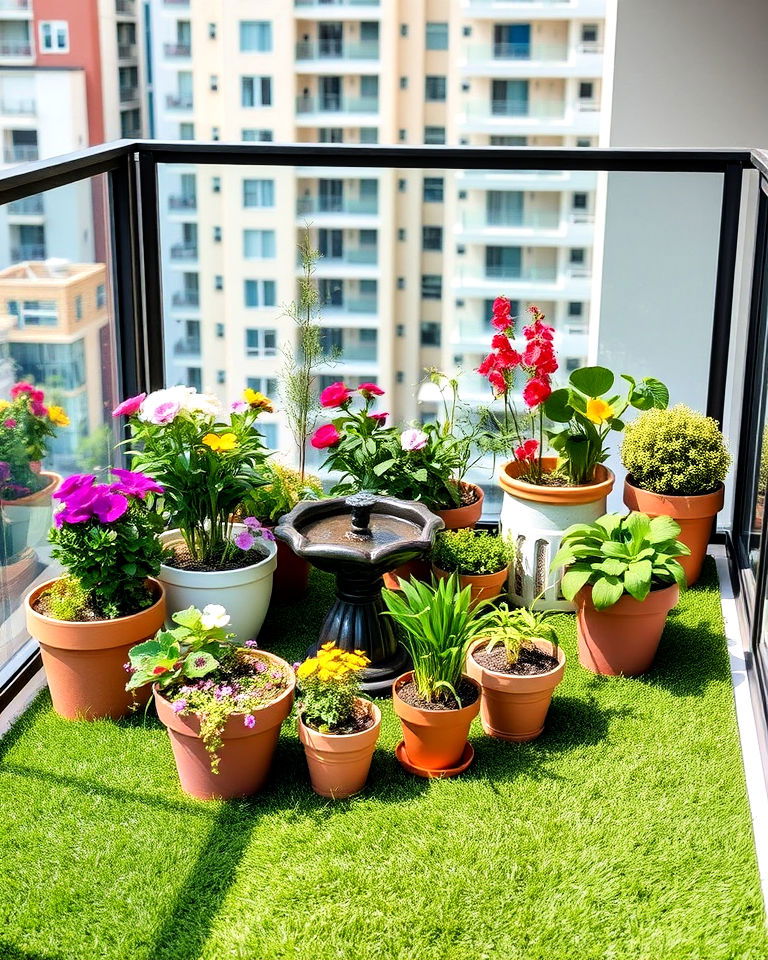 miniature garden balcony oasis - 25 Artificial Grass Balcony Design