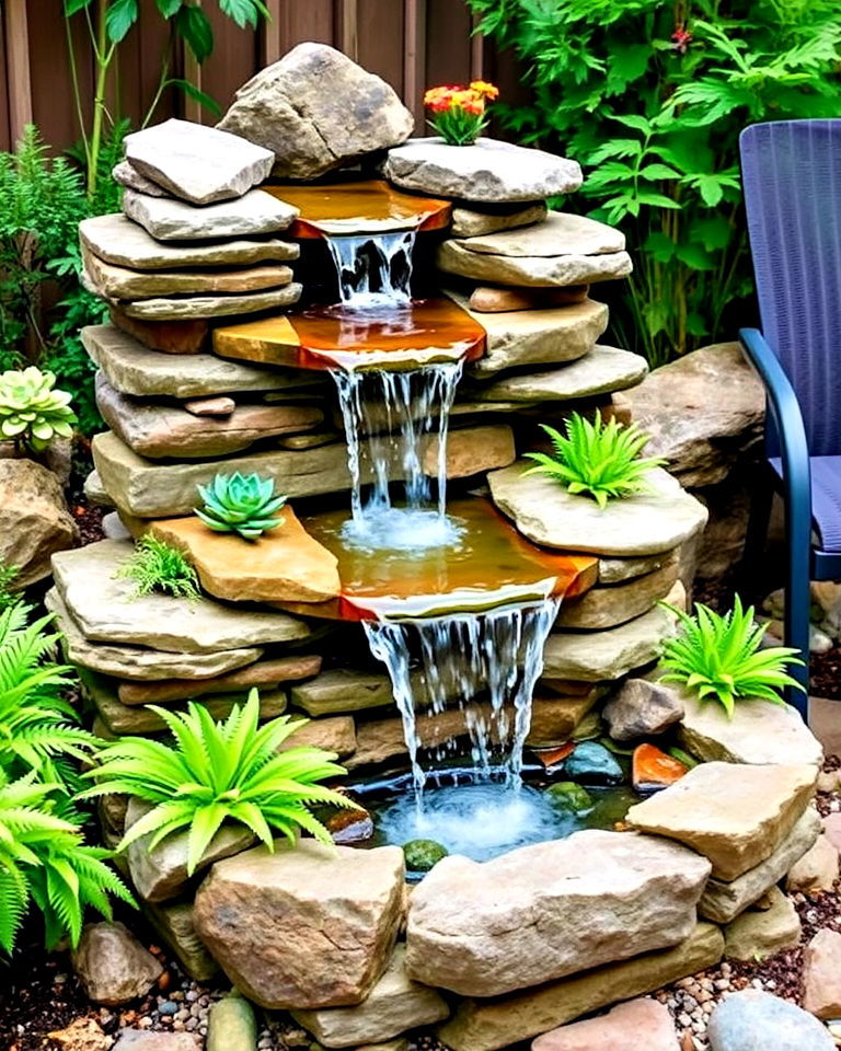 miniature waterfall for small garden - 20 Water Garden Ideas