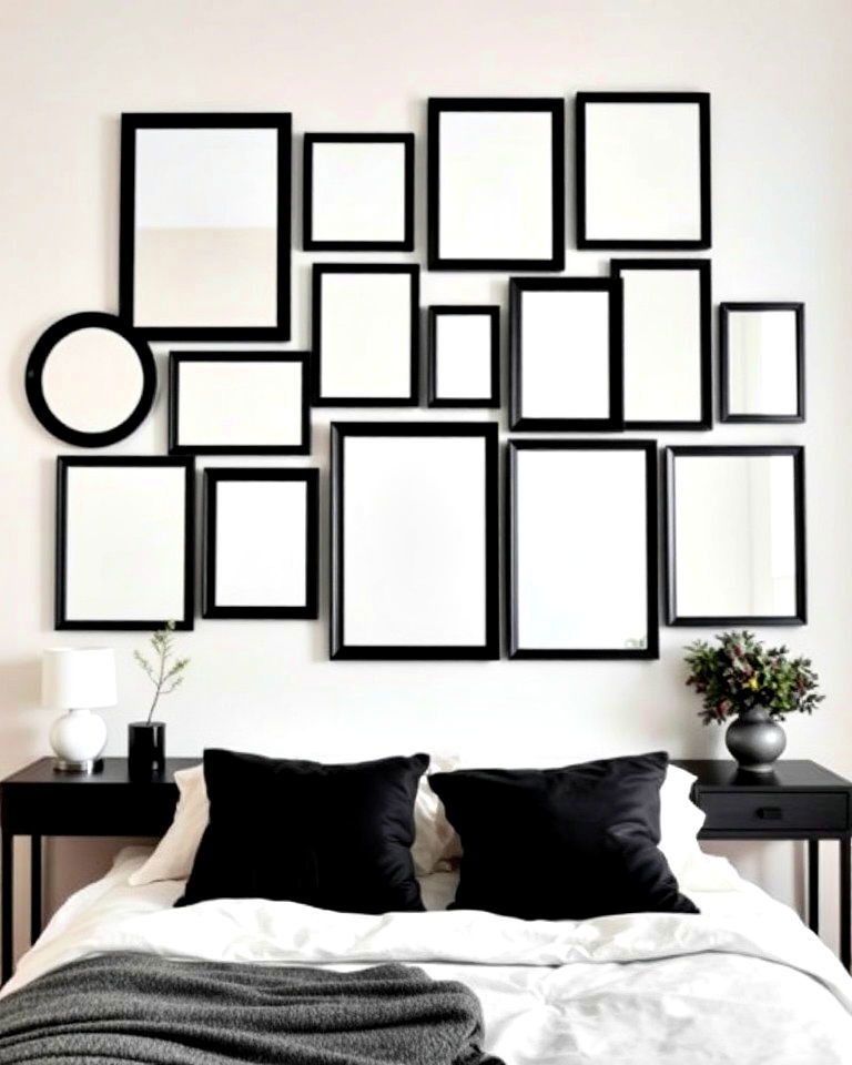 minimalist black frames for sleek style - 15 Mirror Collage Wall Ideas