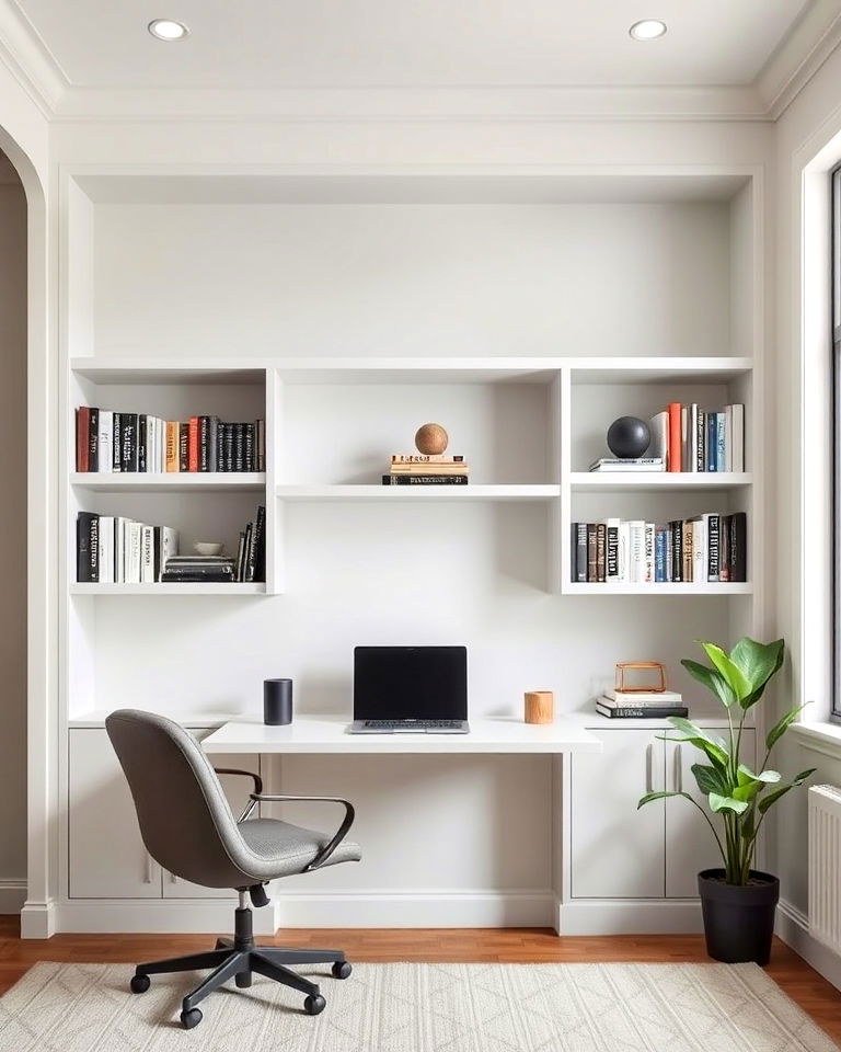minimalist built in shelves home office - 25 Home Office Library Ideas