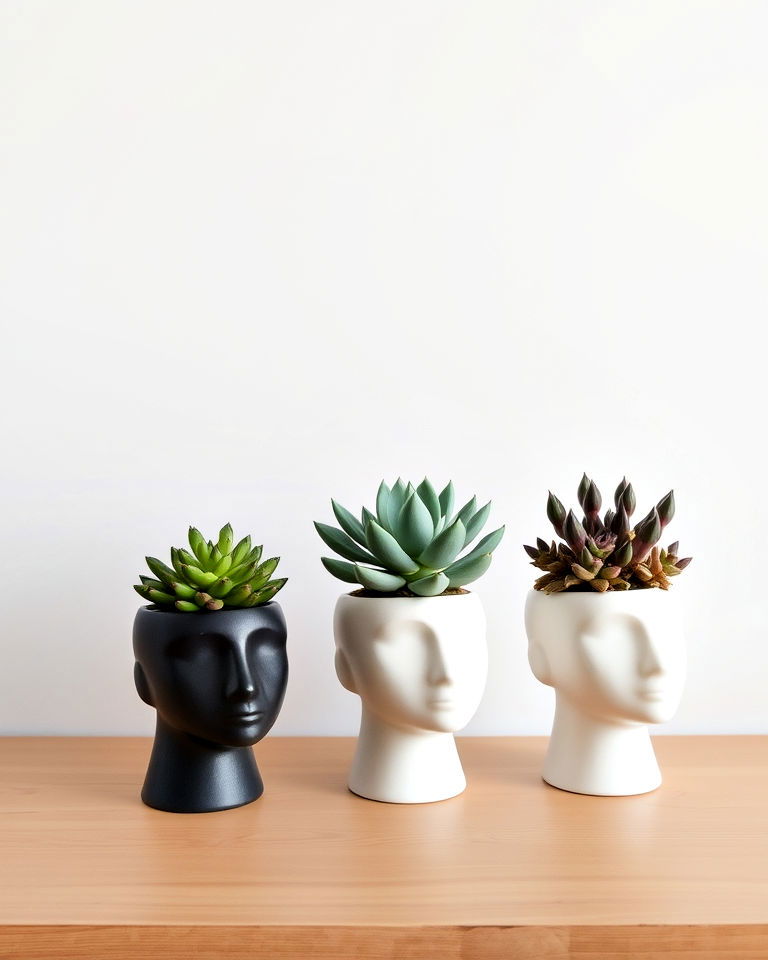 minimalist ceramic head planters - 15 Head Planter Ideas