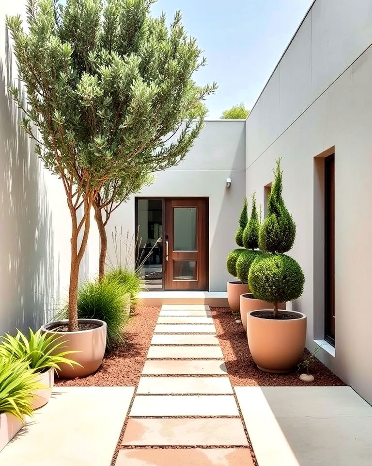 minimalist courtyard with smooth concrete walls - 15 Enclosed Front Courtyard Ideas