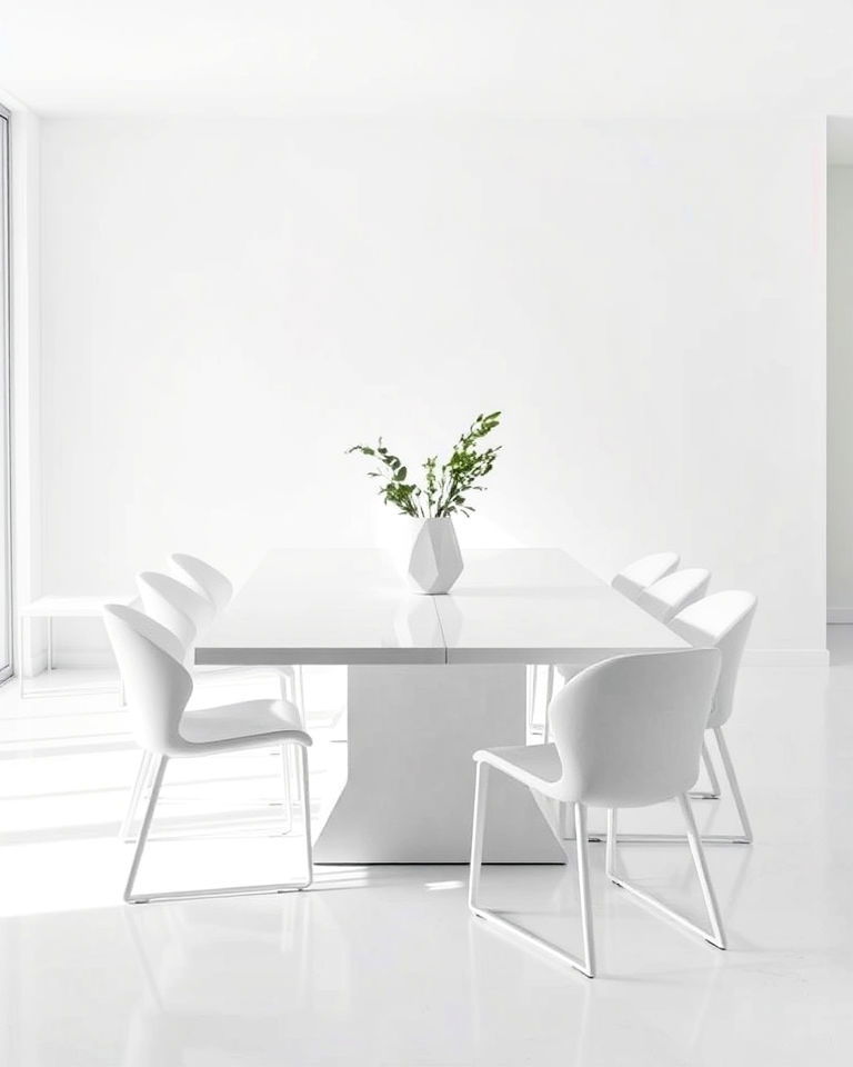 minimalist elegance white dining room - 30 White Dining Room Ideas