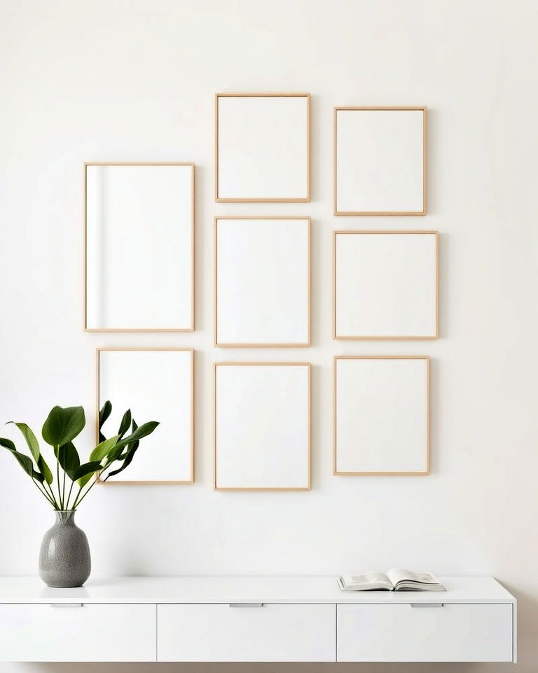 minimalist gallery wall using frameless mirrors - 25 Mirror Gallery Wall Ideas