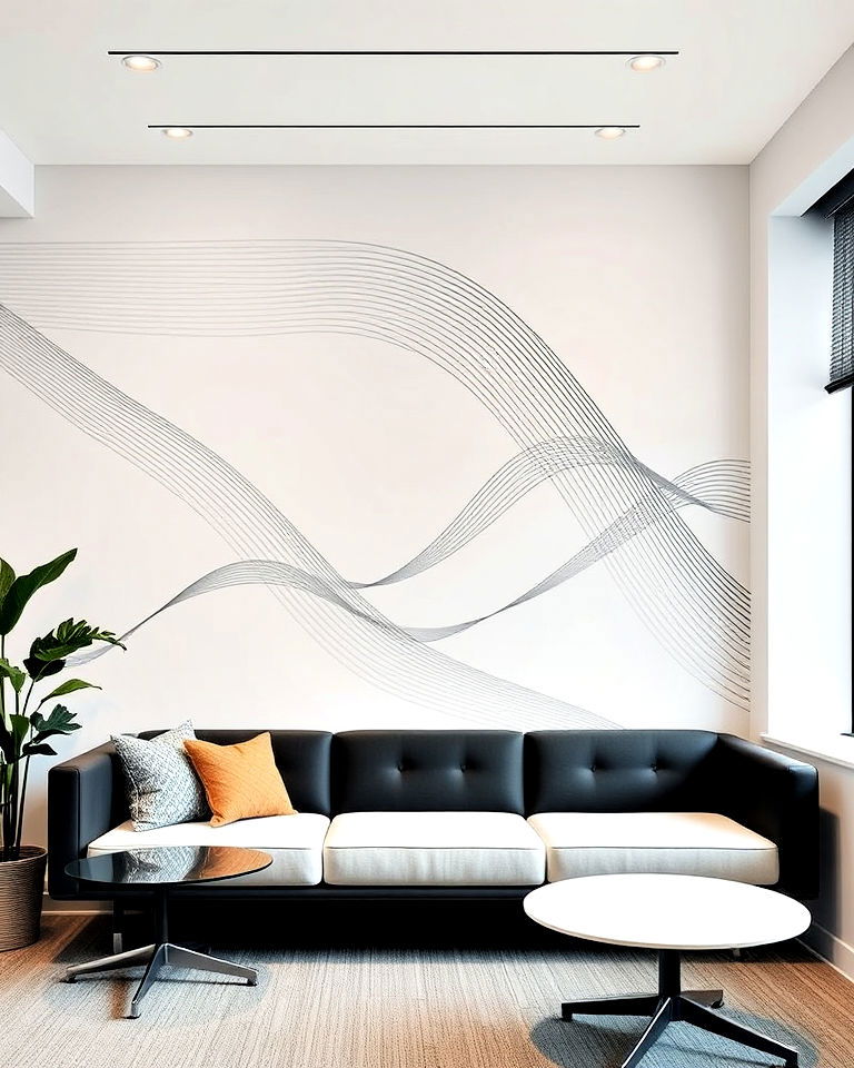 minimalist line art mural - 30 Office Wall Murals