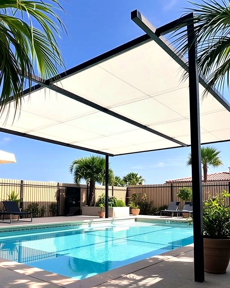 minimalist metal frame pool canopy minimalist metal frame pool canopy - 20 Pool Canopy Ideas