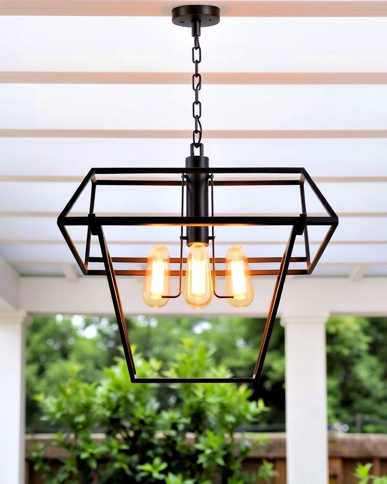minimalist metal frames for contemporary outdoor spaces - 15 Outdoor Chandelier Ideas