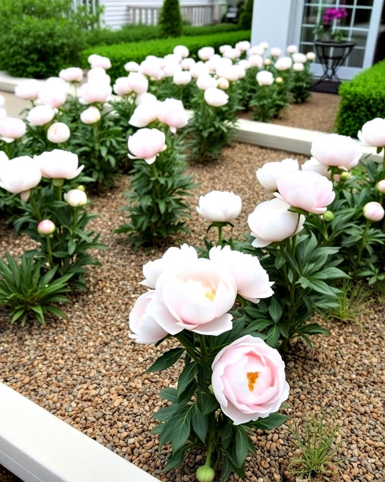 minimalist peony beds with clean lines - 15 Peony Garden Design Ideas