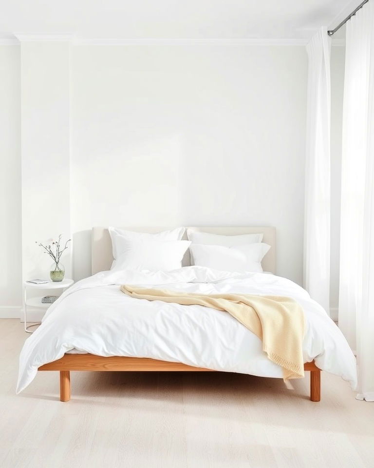 minimalist white bedding - 15 White and Cream Bedroom Ideas-captions