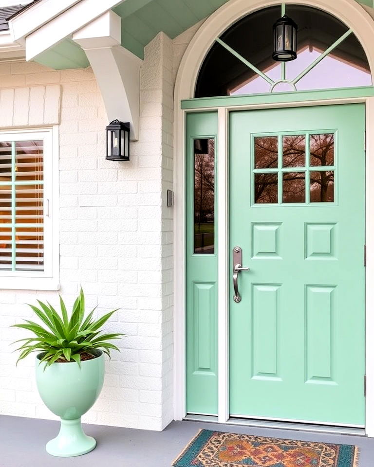 mint green front door - 25 Mid Century Front Door Colors