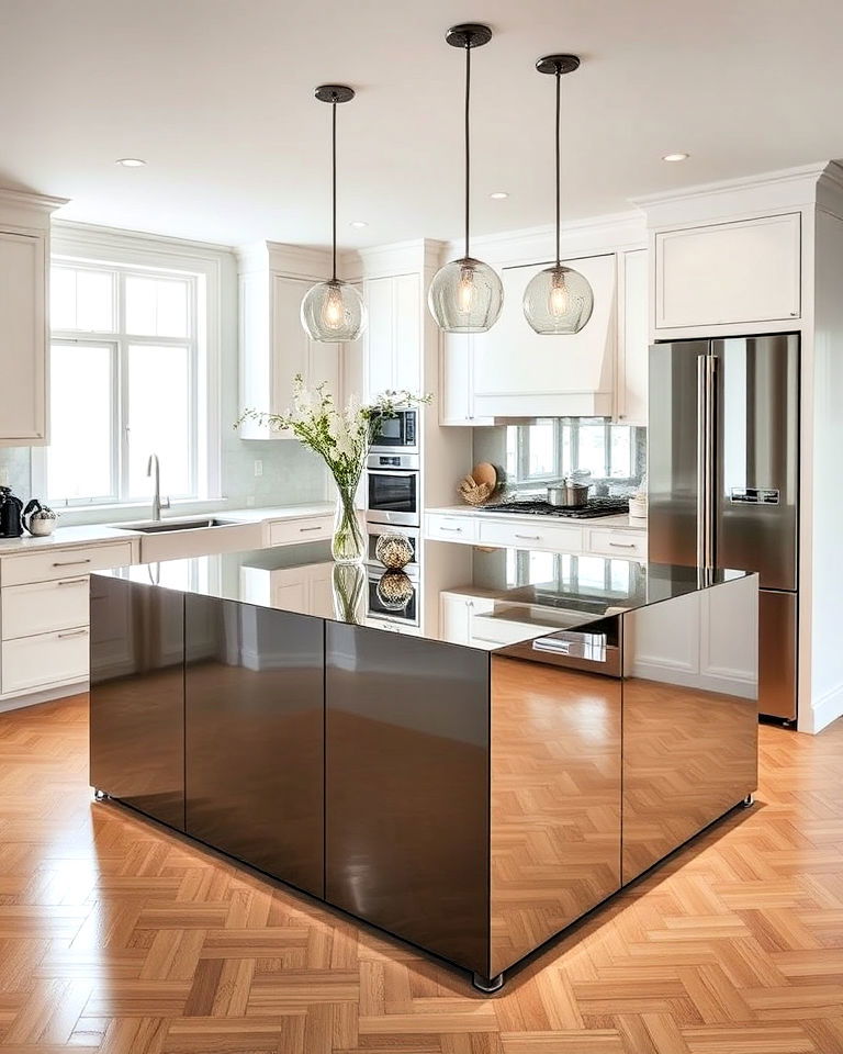 mirror topped kitchen island - 15 Mirror in Kitchen Ideas