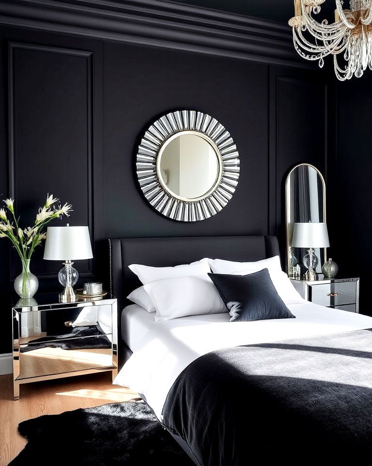 mirrored furniture for black bedroom - 25 Luxury Black Bedroom Ideas